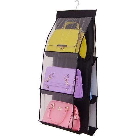 Organizador colgante para bolsos de armario, con 6 bolsillos grandes. (1/5)