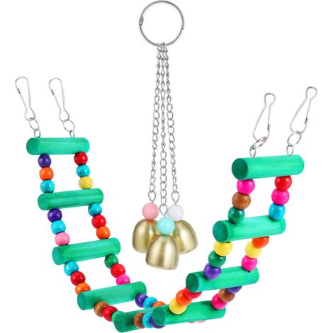 Parrot Chew Toys, Bird Toys, Chain of Bells, Hanging Bridge, Stairs, Soft Bridge, Soft Ladder, Swing, 2pcs Set (1/3)
