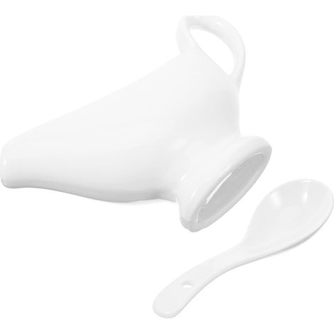 Pichet à Sauce avec Cuillère Profonde 175 Ml en Céramique Blanc Anti-gouttes Saucière Facile à Verser Repas en Famille (1/5)