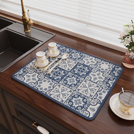 Tapis Égouttoir Vaisselle, Tapis de Séchage Vaisselle Super Absorbant, Tapis Évier Cuisine en Nanofibres à Séchage(30 x 40cm)