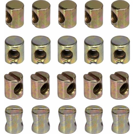 Paquete de 20 tuercas ranuradas M6 para muebles, sillas, camas y cunas.