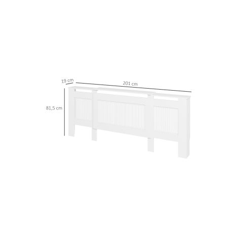Cache-radiateur extensible, housse de radiateur avec tablette, lamelles, cache-radiateur, habillage de radiateur, protection de radiateur 125-201 x 19 x 81,5 cm blanc (1/5)