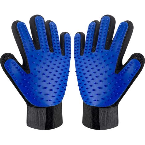 1 Pair/2 Pieces Dog Cat Grooming Gloves, Pet Massage Brush Glove, Pet Hair Removal Gloves Dogs Rabbits - Blue (1/5)