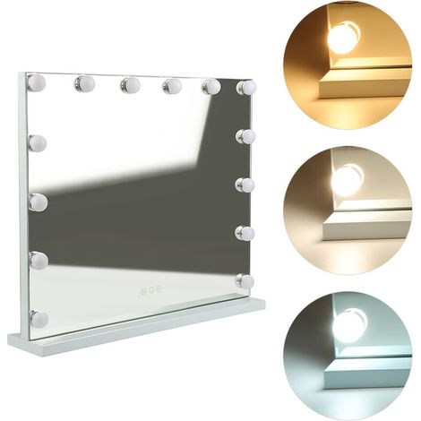 ®62 52cm Miroir de maquillage horizontal et vertical à petite ampoule blanc (1/5)
