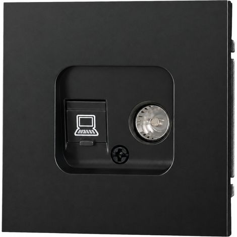 Prise murale TV et Net cat 6 Black Soft Touch 13 × 9 × 10 cm télévision et ordinateur série Z – Livraison gratuite