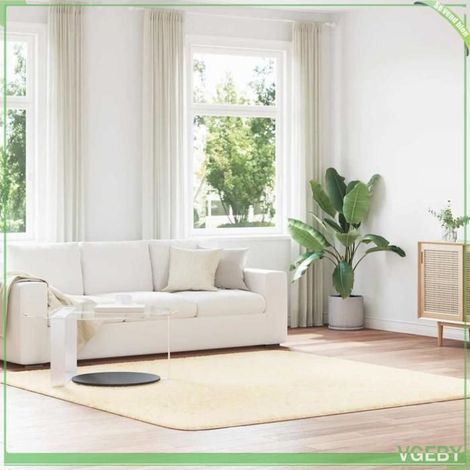 Tapis shaggy - FAFEISY - NAVARRA - crème - 240x240 cm - polyester antidérapant (1/5)