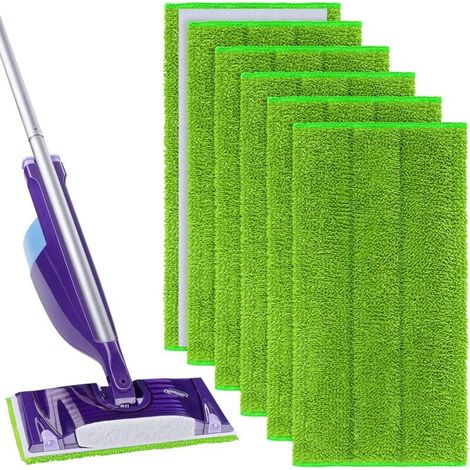 6pcs Lingettes Reutilisable pour Swiffer WetJet, Mop Remplacement pour Swiffer WetJet Spray Balais Lavables en Microfibre pour Nettoyage des Sols (1/4)