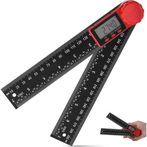Rapporteur d'Angle Numerique 200mm avec Écran LCD et Fonction de Verrouillage, Goniomètre Électronique Double Échelle, Outil Mesure Règle Angle 0-360 ° pour Ingénierie, Travail du Bois et Construction (1/5)