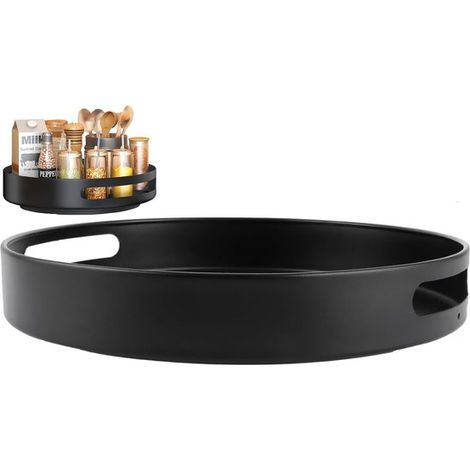 Carrousel à épices rotatif 360° – Noir – Plateau tournant 30 cm – Organiseur de cuisine – Gain de place dans les armoires (1/5)
