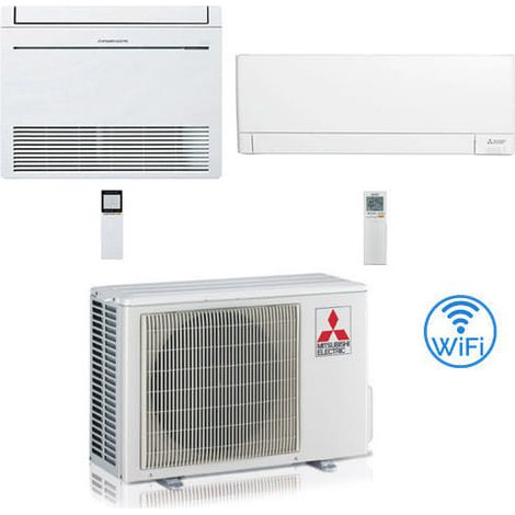 Klimaanlage Mitsubishi R32 Dual-Split-Wechselrichter MSZ-AY Wifi plus Konsole 9000 + 12000 BTU mit U.E. MXZ-2F42VF Klasse A+++/A++