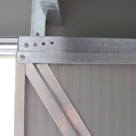 Costway Abri de Jardin en Tôle Galvanisée Cabane de Rangement à Outils Porte Double 2 Aérations, 213x130x173cm, Gris et Blanc (1/5)