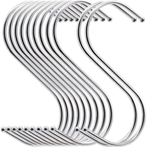 ZOLGINAH 20 Crochets en S, Crochets en Métal Multifonctions Pour Cuisine Salle de Bain Chambre à Coucher Bureau Jardin (Argent) (Large) (1/5)