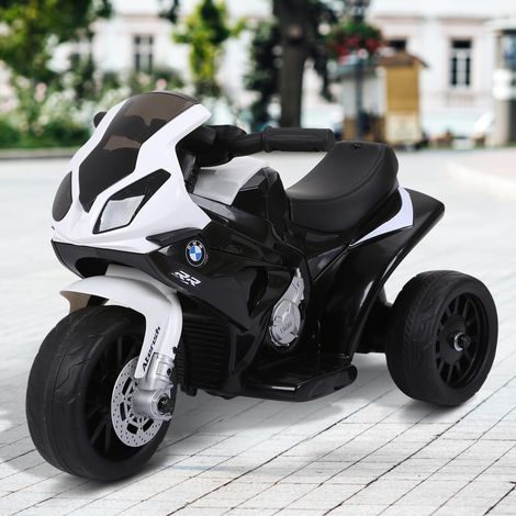 Motocicleta eléctrica BMW S1000 RR con licencia oficial para niños, 3 ruedas, 6 V y 2,5 km/h, coche eléctrico con luces y sonidos, motocicleta infantil, carga máxima 20 kg, color negro.