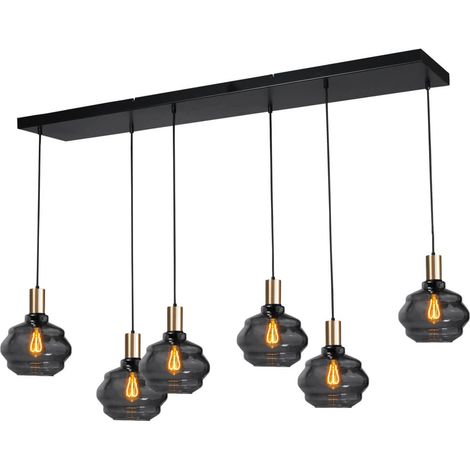 Lampe suspendue 6 lumières - dorée - Porto avec des verres à fumée Ball - 2711-05-02-130-25-63