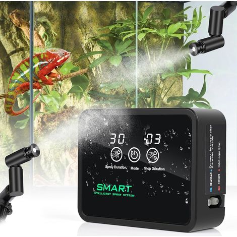 Humidificador para terrarios con temporizador y rociador de niebla ajustable de 360°. Sistema de nebulización para anfibios, reptiles, plantas y flores. (1/5)