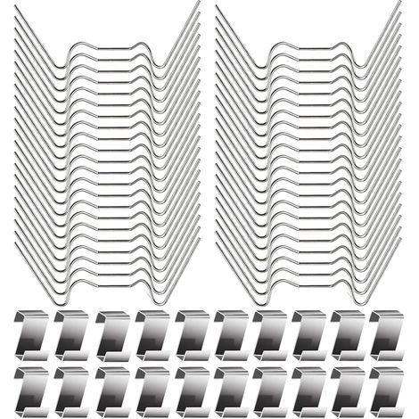 Packung mit 60 Gewächshaus-Befestigungsclips aus Edelstahl/Kunststoff für Aluminiumrahmen, Vorsatzfenster, Gewächshausverglasung, Schattiernetze und Pflanzenabdeckungen (1/5)