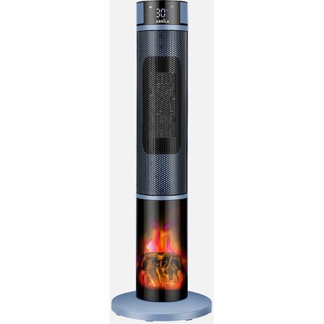 Ventilo-chauffeur vertical en céramique Everton 2000W bleu/noir avec effet flamme