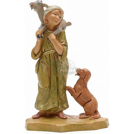 PASTORELLA CON CAPRETTA E CANE 12CM IN RESINA (F-97)