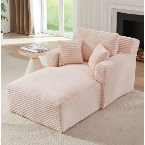 Canapé convertible in tessuto a coste rosa, chaiselongue salvaspazio senza montaggio (1/5)