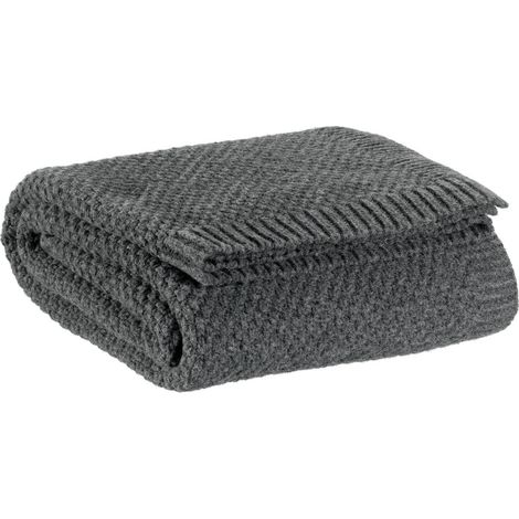 Plaid en Maille Recyclée Couverture Douce pour Canapé et Lit Gris Carbone 130 x 160 cm - PANGIVO