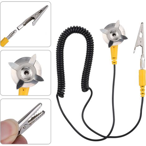 Câble de mise à la terre antistatique avec pince crocodile pour dissipation électrostatique en PVC PU (1/4)