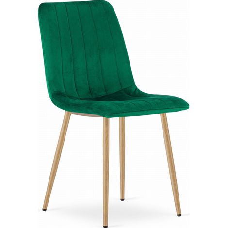 Silla Lava - terciopelo verde oscuro / patas color madera x 1 (1/5)