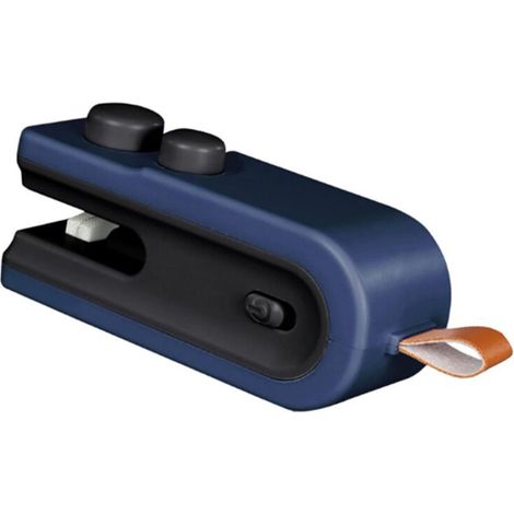 2-in-1 Vakuumiergerät, USB-wiederaufladbar, intelligentes Vakuumiergerät, Heißsiegelgerät, tragbares Vakuumiergerät für Lebensmittel, blauer Verpackungsbeutel.