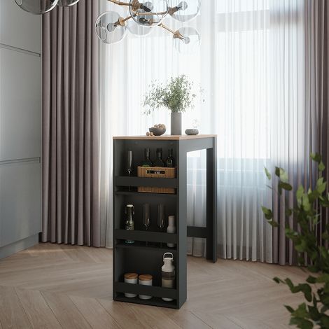Tavolo da bar Repose, Rovere dorato/antracite, 45 x 110 cm, Vicco