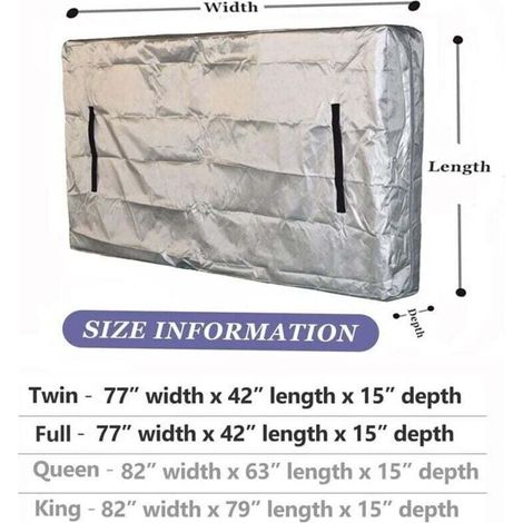 Housse de matelas imperméable pour le déménagement, Sac de déménagement pour matelas avec poignées et fermeture éclair solide, 195,6 cm (L) x 106,7 cm (l) x 38,1 cm (P)