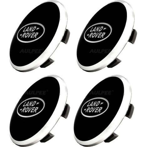 Enjoliveur de moyeu avec logo central 62 mm en ABS compatible avec les accessoires Land Rover (LR noir - noir) (1/4)