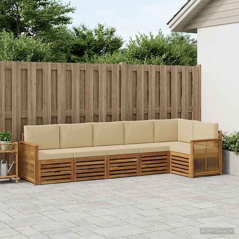 vidaXL Ecksofa Set 5 pcs Natur Massives Akazienholz und Polyester (1/5)