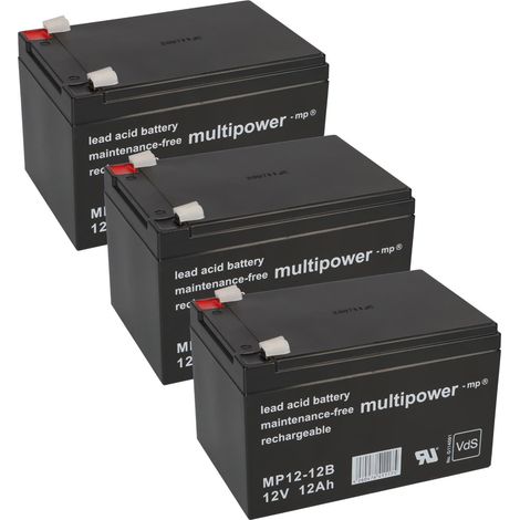 3x 12V 12Ah BLEI AKKU BATTERIE für ELEKTROFAHRRAD ELEKTROSCOOTER E-BIKE USV MP