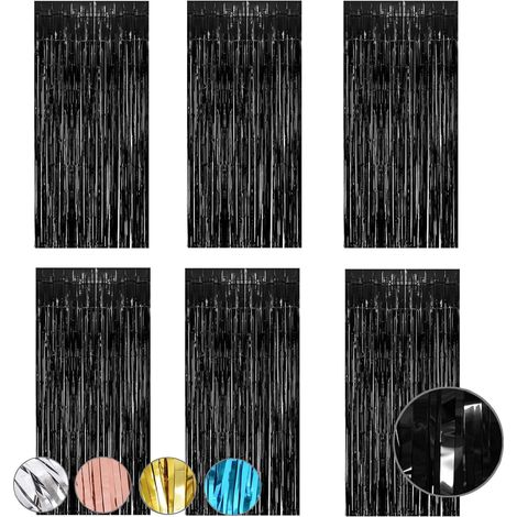 6 Pièces Rideau métallique, franges aluminium, décoratif, ajustable, pour anniversaire, mariage, Noël (1/5)