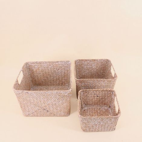 Lot de 3 paniers en fibre naturelle