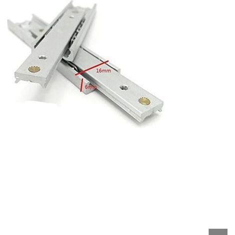 2x Glissières pour tiroirs, glissière de tiroir à roulement à billes en acier, longueur de 100 mm, largeur de 16 mm, pour les (1/4)