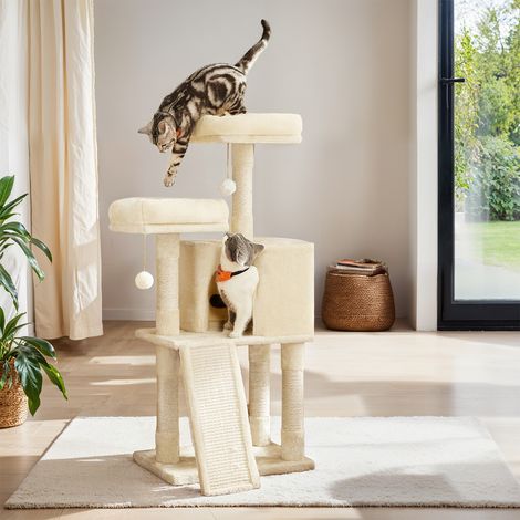 Arbre à chat, Centre d'Activités à Griffer, 114 cm, Beige (1/5)