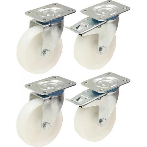 125mm 12.7cm Nylon Rollen Resistent Drehbar & Bremsrollen Set 170kg Jede - Set Von 4