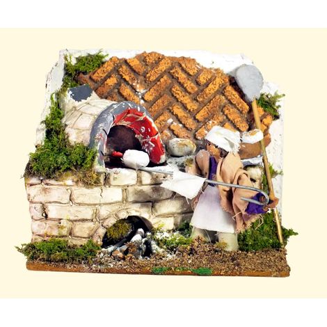 Panettiere animato per presepe H6 cm 14 × 9 × H16 cm (1/2)