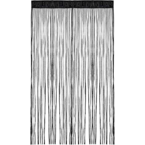 Rideau Anti Insectes 100x200 cm Noir, Rideau à Fils pour Mariage, Café, Restaurant, Vitrine (1/5)