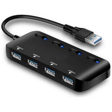 USB 3.0-Hub-Steckdosenleiste, 4 USB-Anschlüsse, mehrere Ultra Slim mit individuellen Netzschalteranzeigen (1/5)