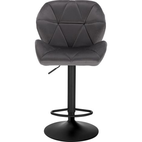 WOLTU bar stools chairs Dining Kitchen Counter velvet stools Swivel Gas Lift Dark Grey