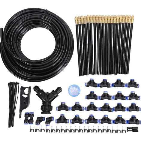 Professionnel 360° Adjustable Irrigation System Kit Garden Watering 65FT with 20 Nozzles Drip for Yard Lawn Greenhouse 8mm 20m Universal Dual Outlet – Haute résistance, bricolage, atelier, construct