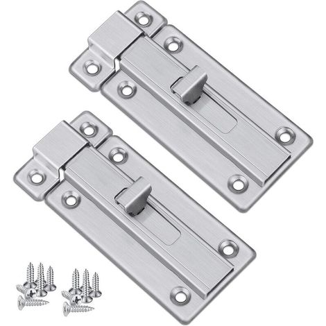 Loquets et Verrous De Porte, 2 PCS Boulon à Glissière De Porte Acier Inoxydable De Sécurité, Verrou Porte Intérieursalles Avec 12 PCS Vis de Fixation De Bains Toilette Cave Fenêtre (1/5)