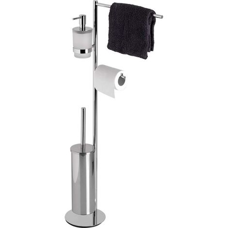 Piantana da appoggio multifunzione in acciaio cromato completa di accessori Capannoli Hoop HP179 VS33 Cromo