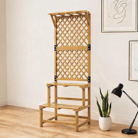 Étagère d'exposition en bois avec treillis 60 x 50 x 166 cm jaune (1/5)