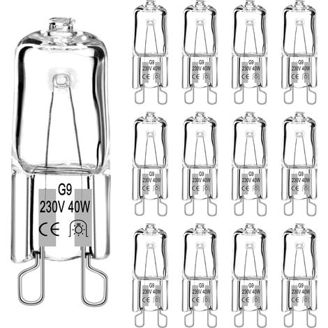 Ampoule Halogène G9(12 Pièces) Ampoule G9 40w 230v Blanc Chaud 560LM 2700K Sans Scintillement Dimmable Ampoule Halogene Four Ampoule four 40W 300 Degré Micro-Ondes,Lustre en Cristal,Paysage éclairage (1/5)
