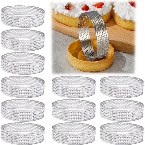 12 Pieces 8 cm Round Pie Rings for Mousse Cakes (1/5)