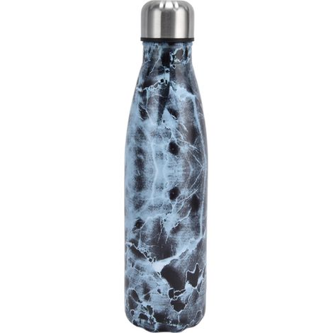 Bouteille Isotherme Acier Inoxydable Forme Cola Anti-Fuite, Anti-Rouille et Inodore pour Sport - Design Marbre Bleu (1/5)
