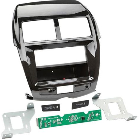 Kit Facade autoradio 2DIN compatible avec Citroen C4 Peugeot 4008 ap12 Avec vide poche Induction Qi Noir brillant Nacre