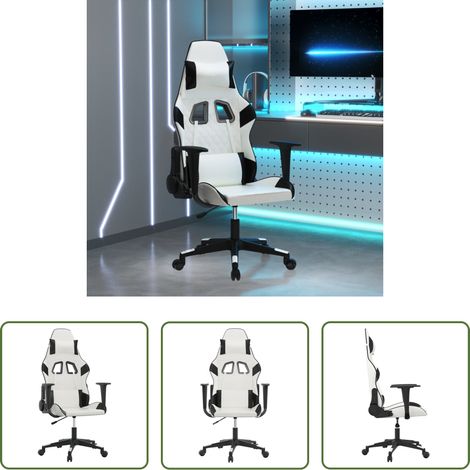 Chaise de jeu confort - Chaise de jeu Blanc et noir Similicuir (1/5)